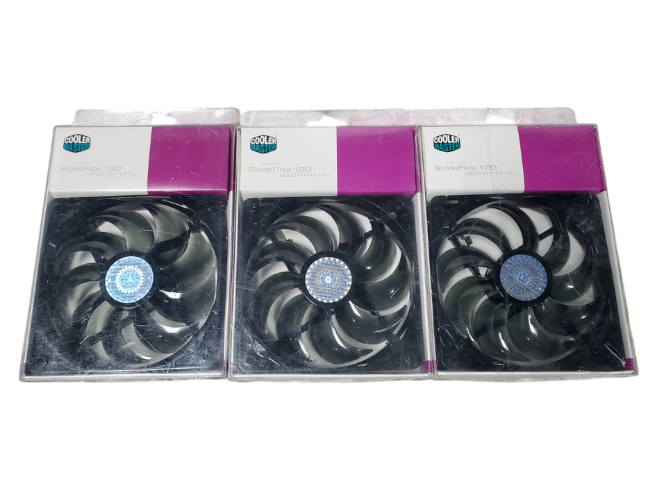 3x COOLER MASTER SICKLEFLOW 120 2000 R.P.M. FAN