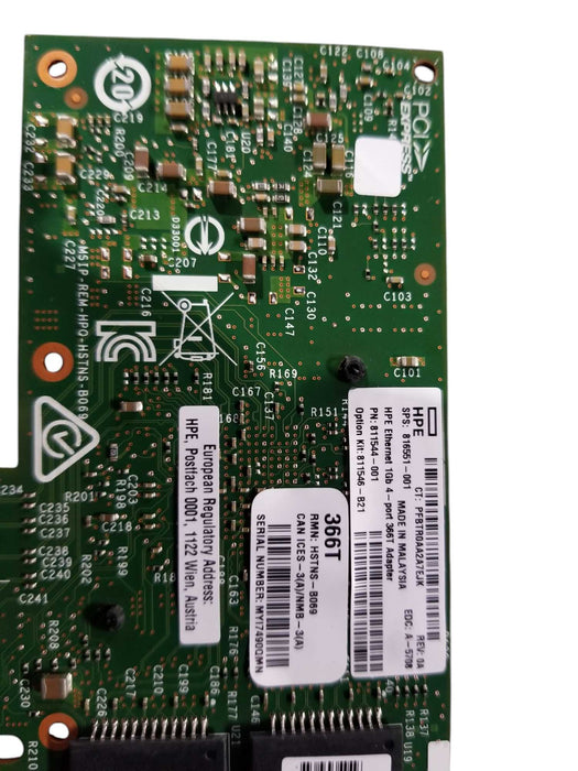 HP 811544-001 366T Adapter Card Ethernet 1GB 4-Port