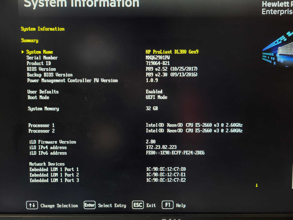 HP DL380 Gen9 2U 8x 2.5" | 2x Xeon E5-2660 v3 @2.6GHz 32GB DDR4 P440ar $