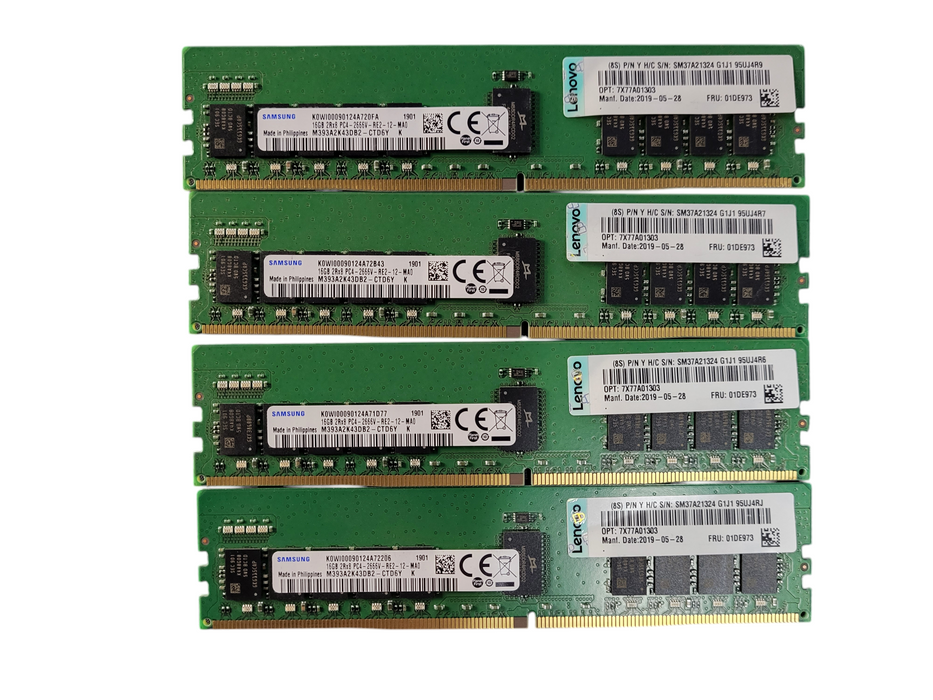 Lot of 4x Samsung 16GB PC4-2666V-R RDIMM Server Memory $