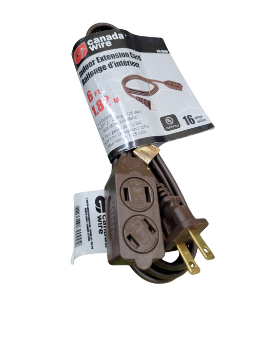 LOT of 5x Indoor Extension Cord 6ft - 3 outlet - 16 Gauge
