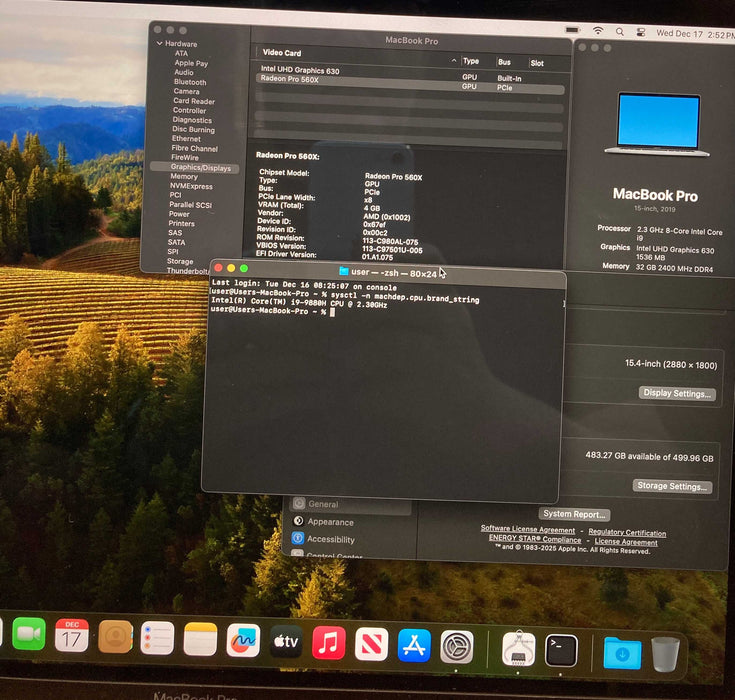 Apple MacBook Pro 15" 2019 i9-9880H 32GB RAM 512SSD Radeon Pro 560X READ!