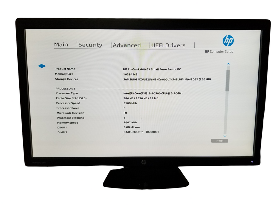 HP ProDesk 400 G7 SFF | Intel Core i5-10500 @3.10GHz, 16GB DDR4, 256GB NVMe Q