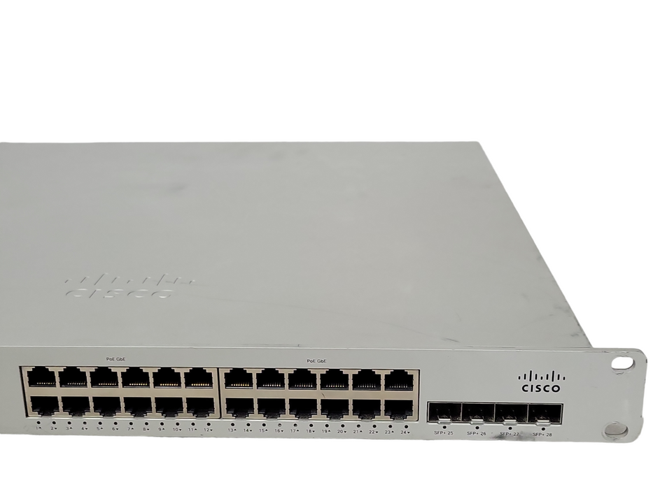 Cisco Meraki MS320-24P-HW 24-Port 1Gbe PoE+ 4-Port 10Gbe SFP Switch, 2x PSU _