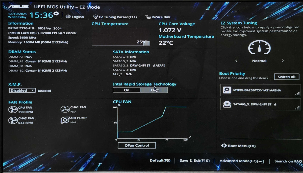 Custom PC, ASUS PRIME Z370-P II, i7-9700K, 16GB DDR4, 256GB NVMe, GTX1060