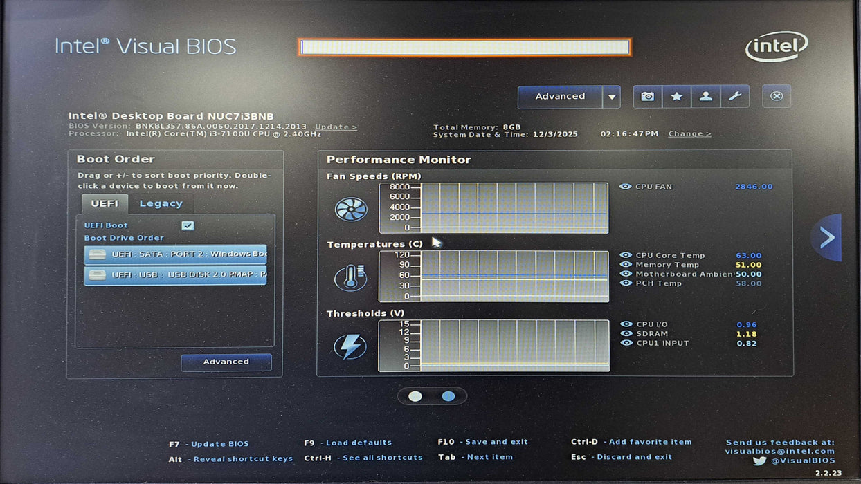 Intel NUC7i3BNH Mini PC | Intel Core I3-7100U, 8GB DDR4, 250GB SSD )