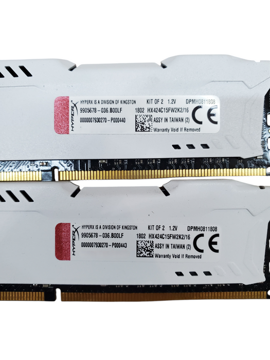 Lot of 2x Kingston HyperX Fury 8GB DDR4 RAM 2400MHz - HX424C15FW2K2/16