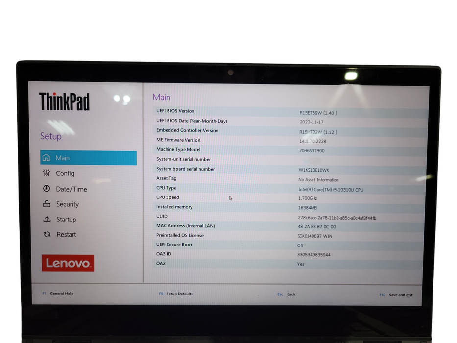 Lenovo ThinkPad L13 Yoga | Intel i5-10310U @1.70GHz, 16GB DDR4, 512GB NVMe Touch Q! Lap200