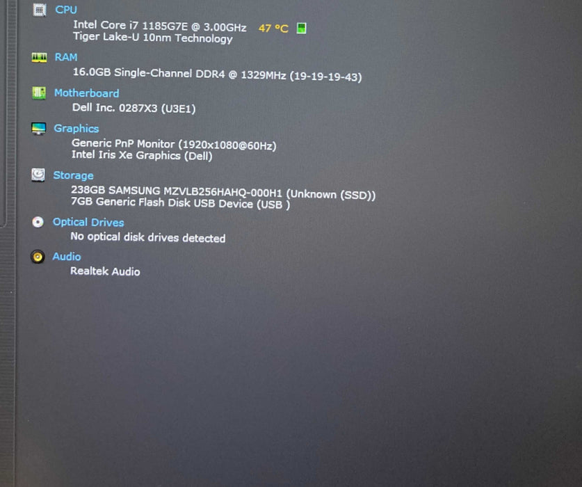 Dell Latitude 5520 Core i7-1185G7@3GHz vPRO 16GB RAM 256GB SSD READ  Lap200