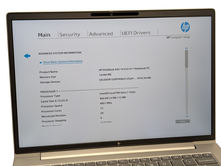 HP EliteBook 640 G11 Intel Core ULTRA 7 165U 16GB RAM & 512GB NVMe SSD  - Lap200