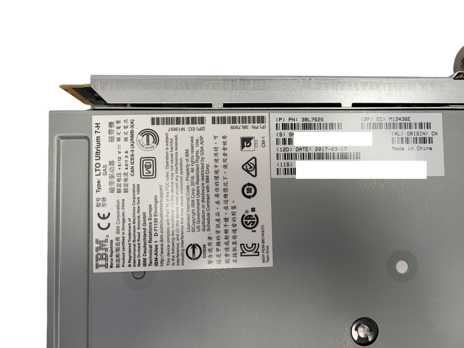IBM LTO Ultrium 7-H 38L7626 Fibre Channel Tape Drive LTO7 Scalar i3  $