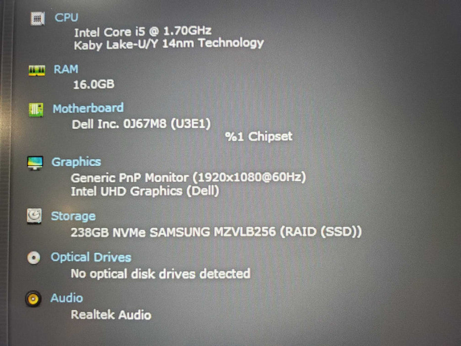 Dell Latitude 5510 15.6" Intel i5-10310U 1.70GHz 16GB RAM 256GB NVME READ  Lap200