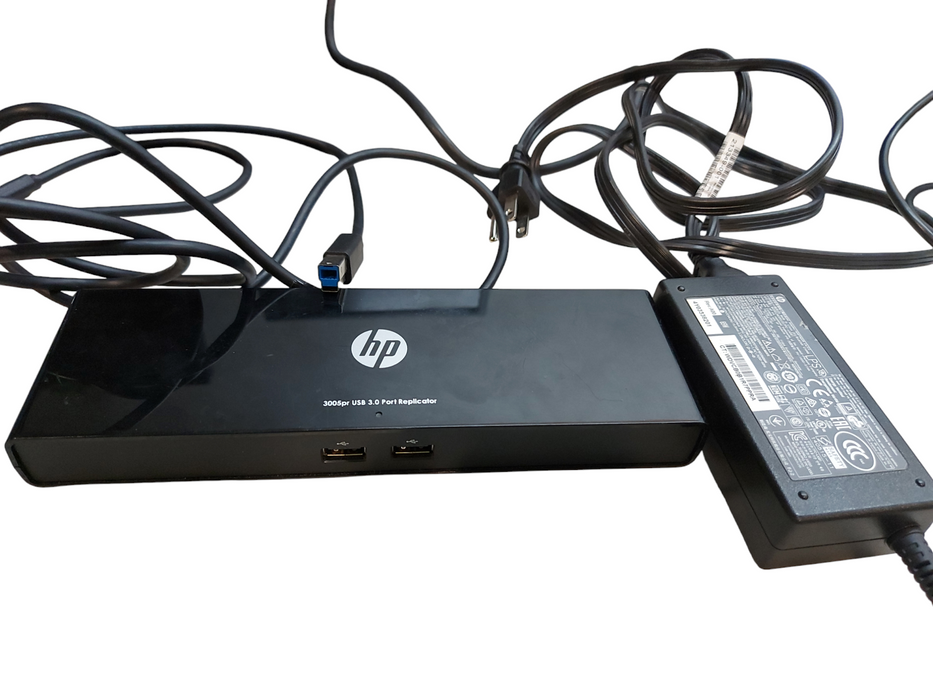 HP 3005pr USB 3.0 Port Replicator w/ Power Adapter and USB 3.0 cable