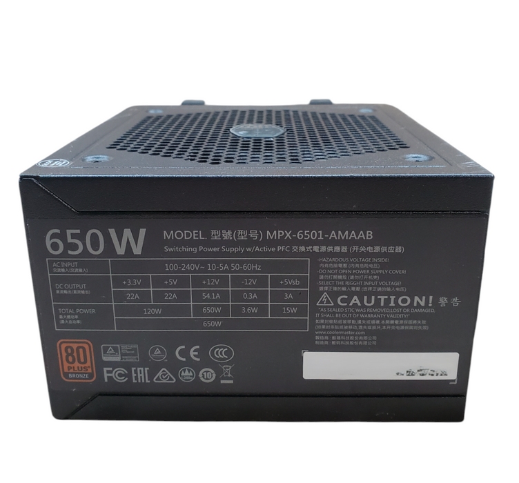 CoolerMaster MasterWatt 650W 80+ Bronze Desktop Power Supply