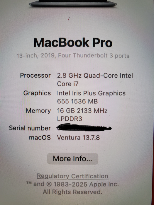 Apple MacBook Pro 13" 2018 i7 2.70GHz/16GB/512GB SSD A1989 read