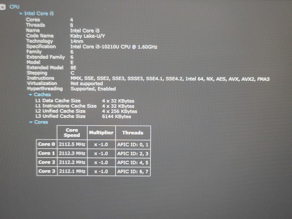 Lenovo ThinkPad T15 i5-10210U 16GB DDR4 256GB SSD  Qβ Lap200
