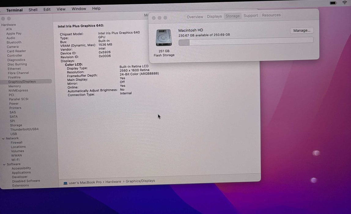 Apple MacBook Pro 13" 2017 i7-7660U 16GB 256SSD No Power Adapter READ!