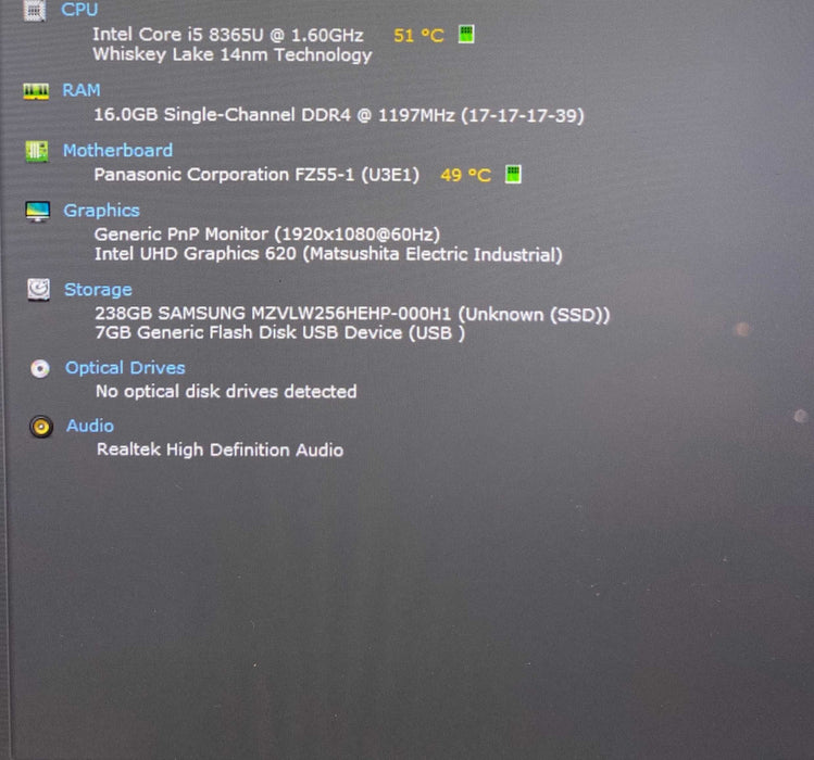Panasonic ToughBook FZ-55 TOUCH i5-8365U 16GB RAM 256GB SSD 100Hrs.