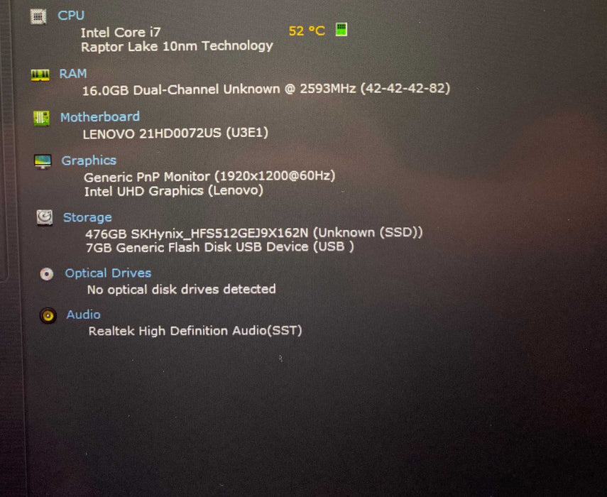 Lenovo ThinkPad T14 Gen 4 Core i7-1365U@1.80GHz 16GB RAM 512GB SSD  Lap200