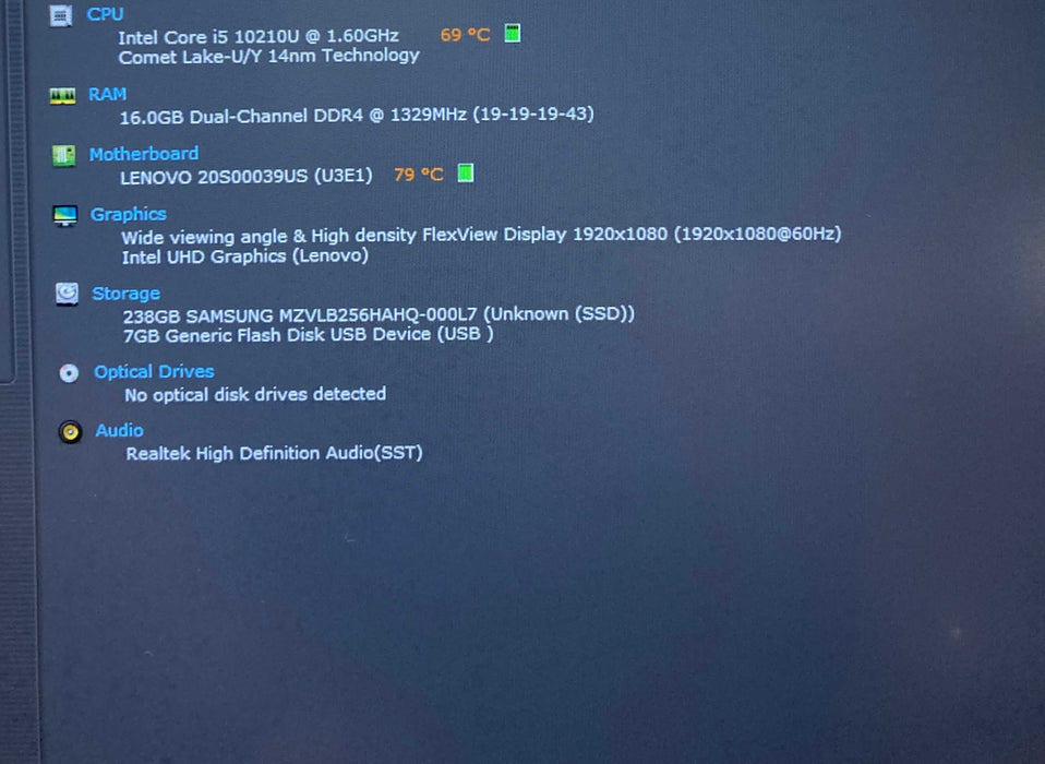 Lenovo ThinkPad T14 Core i5-10210U@1.6GHz 16GB RAM 256GB SSD  Lap200