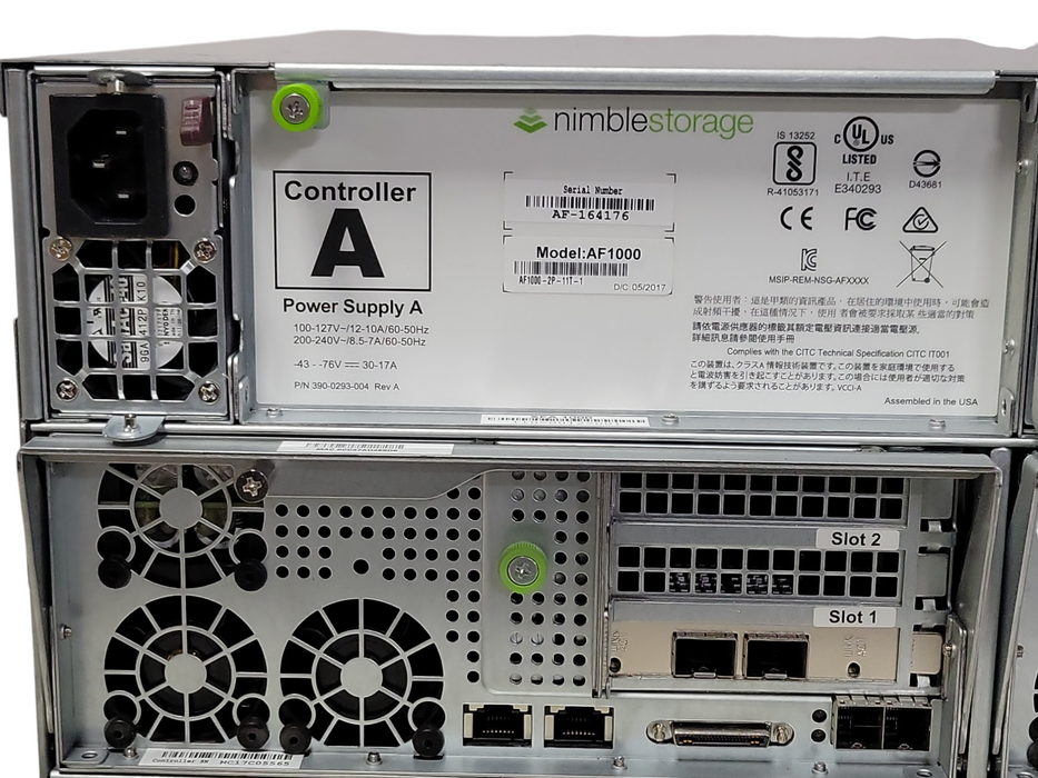 Nimble Storage AF1000-2P-11T-1 48x 2.5" Bays w/ 33x 250GB SSDs, 2x PSU, REA _