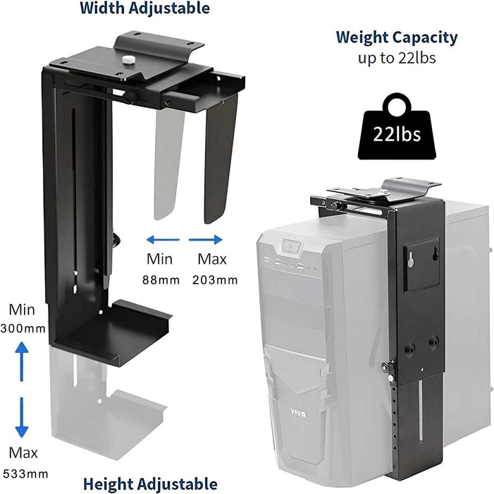 PrimeCables Adjustable Under-Desk/Wall CPU Mount