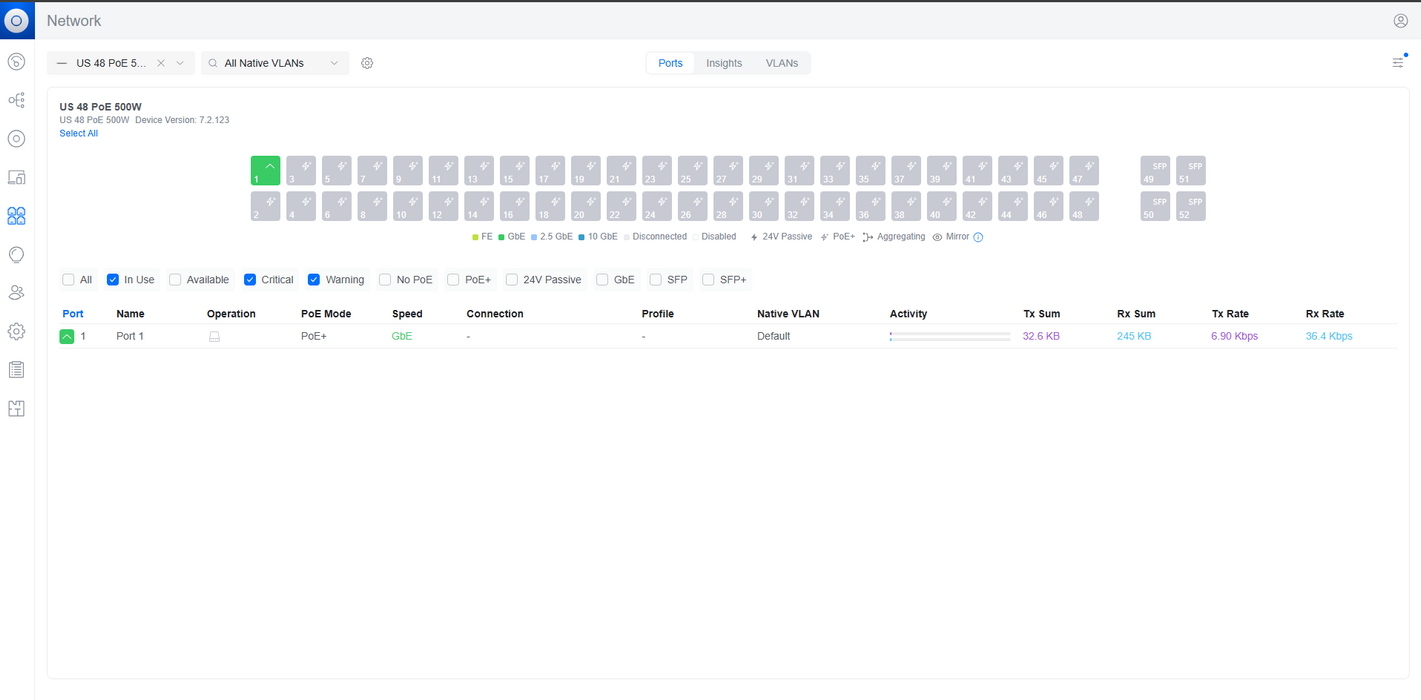 Ubiquiti UniFi US-48-500W | 48-Port Gigabit PoE+ Switch w/ 2x 10G SFP+ )