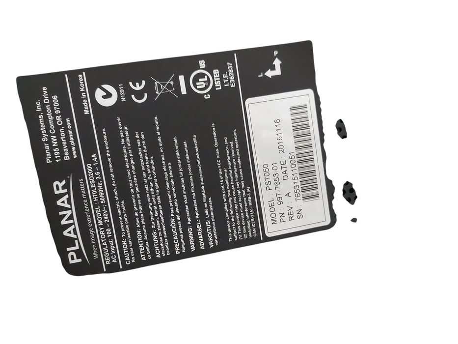 PLANAR 70" Screen Model: PS7050 LED-backlit LCD Commercial Use 24/7 1080P  =