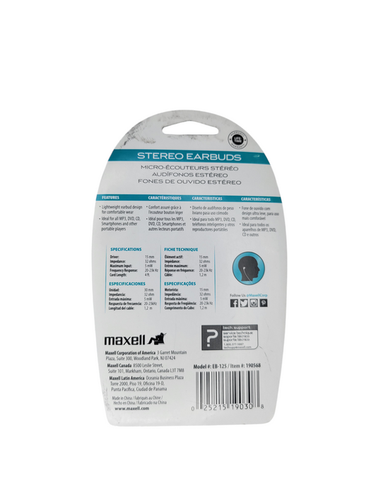 maxell Stereo Earbuds (EB-125) %