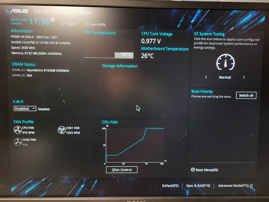 Custom PC Asus Prime H410M-A i3-10100 @3.6GHz 8GB DDR4 450W PSU No HDD $