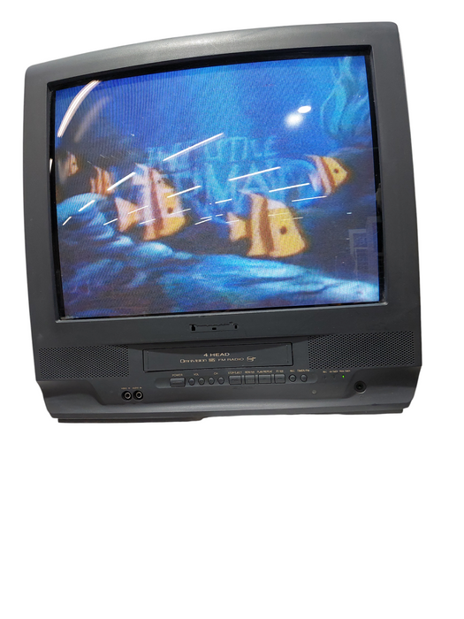 Panasonic CRT 20"Television VHS Tape Player Built-In w/ 12 VHS Disney Tapes =