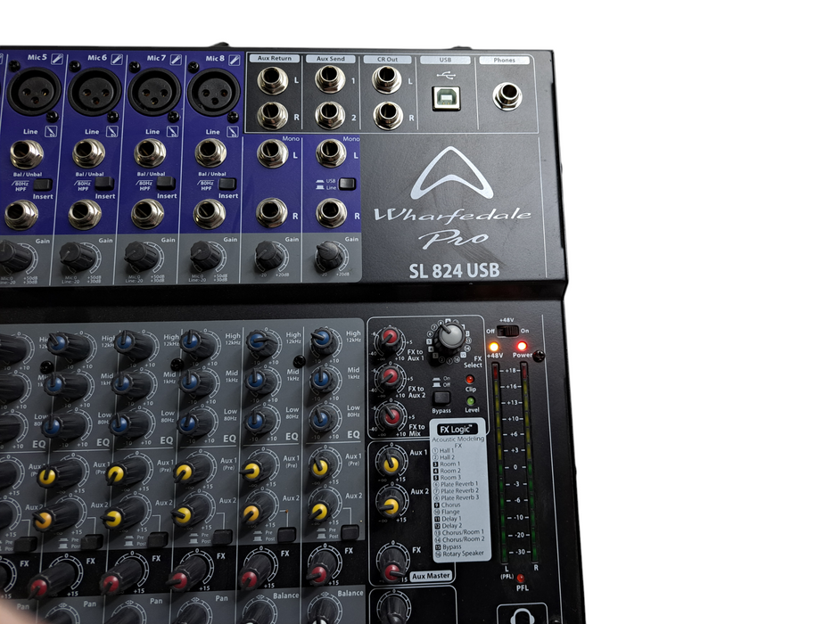 Wharfedale Pro SL824 USB 8-Channel Mixing Desk with USB Interface *READ* )