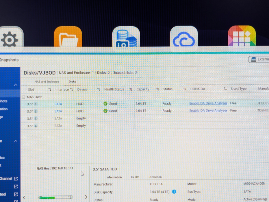 QNAP TS-453BU-RP 4 Bay 1U NAS 2x 4TB HDDs installed  -