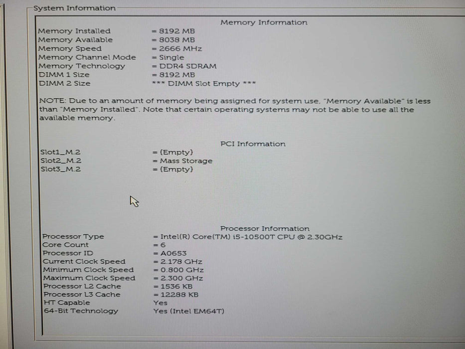 Dell OptiPlex 7080 USFF Intel i5-10500T @2.30GHz 8GB RAM 256GB NVMe !