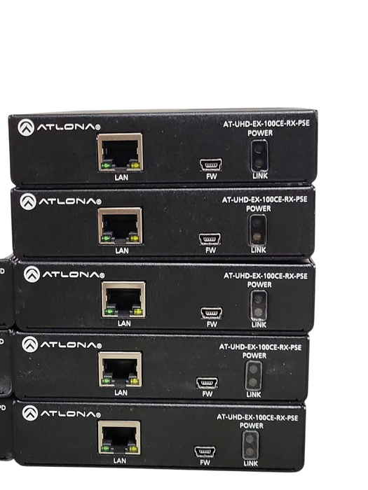 Lot of 8x Atlona (5x AT-UHD-EX-100CE-RX-PSE & 3x AT-UHD-EX-100CE-TX-PD) SEE _
