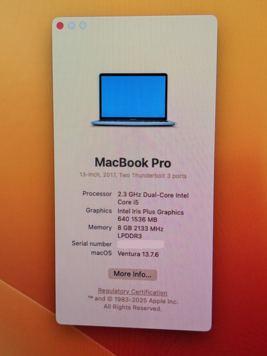Apple MacBook PRO 13-inch Mid 2017 2x TB3 i5-7360U 8GB RAM Logic Board  -