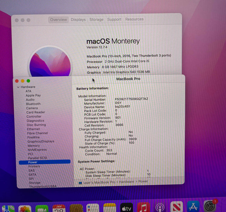 Apple MacBook Pro 13" 2016 Core i5-6360U 8GB RAM 256GB SSD