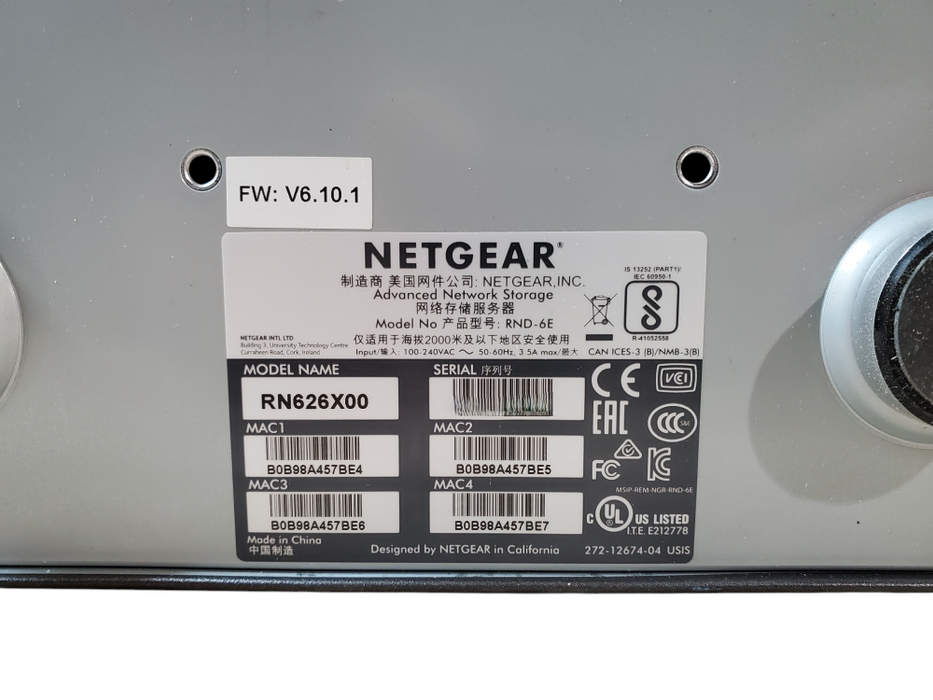 Netgear RadyNAS RN626X00 6-Bays-3.5" NAS - No HDD *READ*