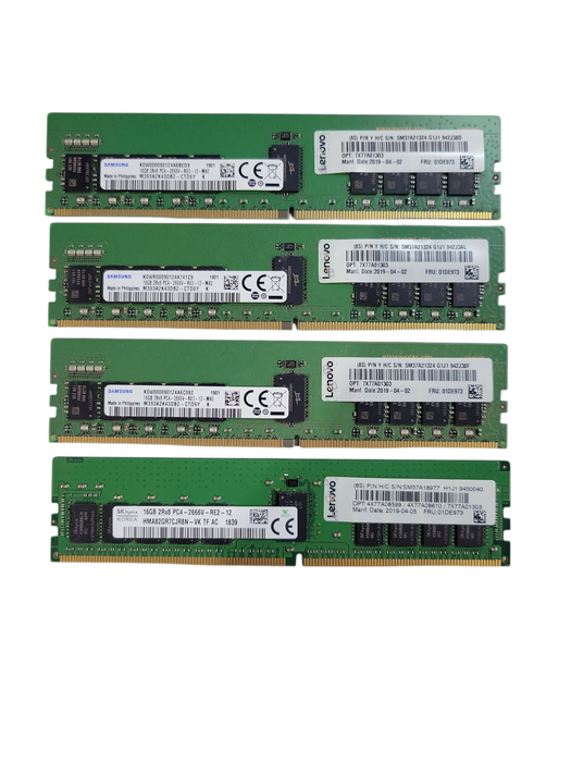 Lot of 4x - 16GB MIXED 2Rx8 PC4-2666V-R SERVER MEMORY %