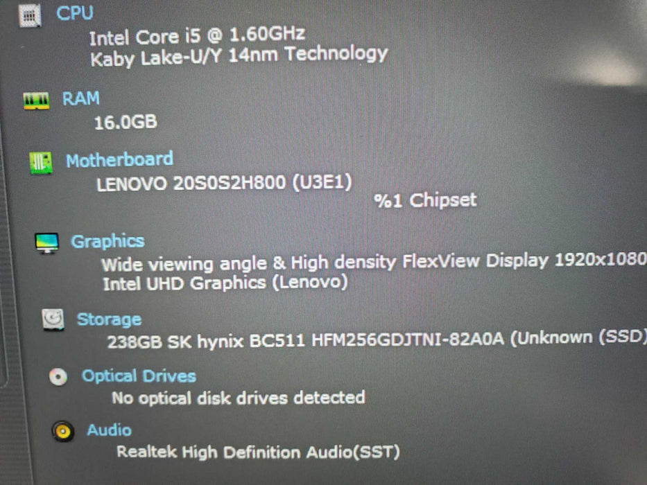 Lenovo ThinkPad T14 Gen 1 Intel Core i5-10210U 1.60GHz 16GB RAM 256 GB NVME  Lap200
