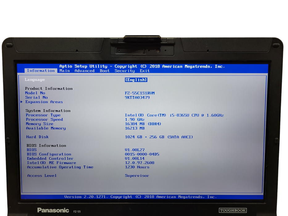 Panasonic ToughBook FZ-55 TOUCH i5-8365U 16GB RAM 256GB SSD 1TB HDD 1230Hrs ! Lap200