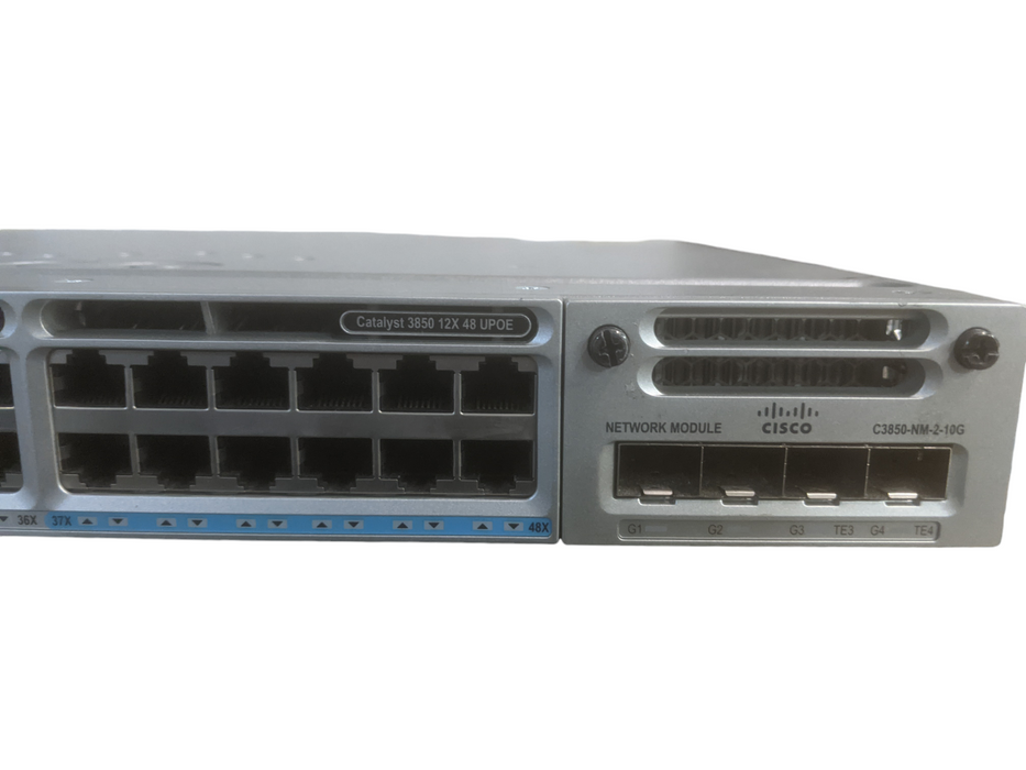 Cisco WS-C3850-12X48U-S | 48-Port UPoE (12x 1/10G) Switch w/ C3850-NM-2-10G Q