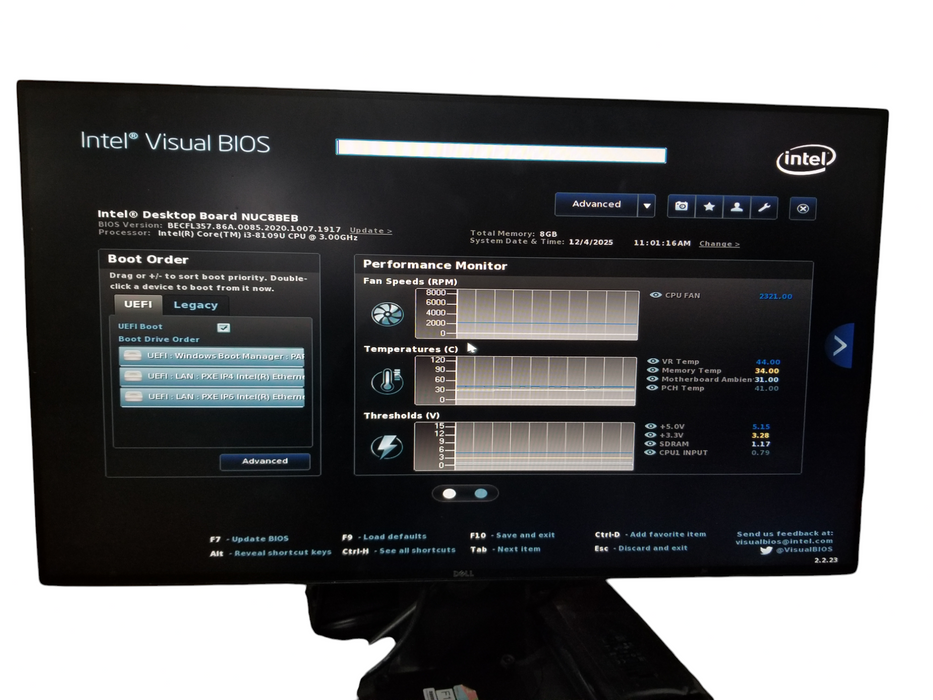 Intel Mini PC NUC8i3BEK, Core i3-8109U CPU @3.00GHz, 8GB RAM, 256GB SSD