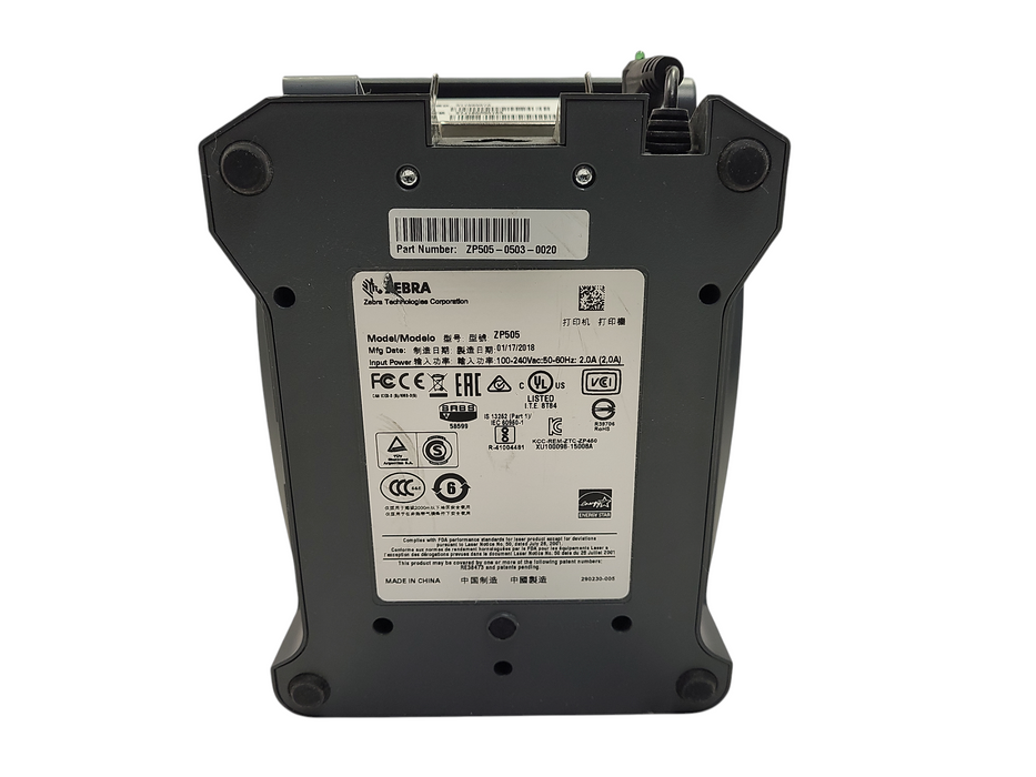 Zebra ZP505 Thermal Printer w/ Power Base ZP505-0503-0020 Q$