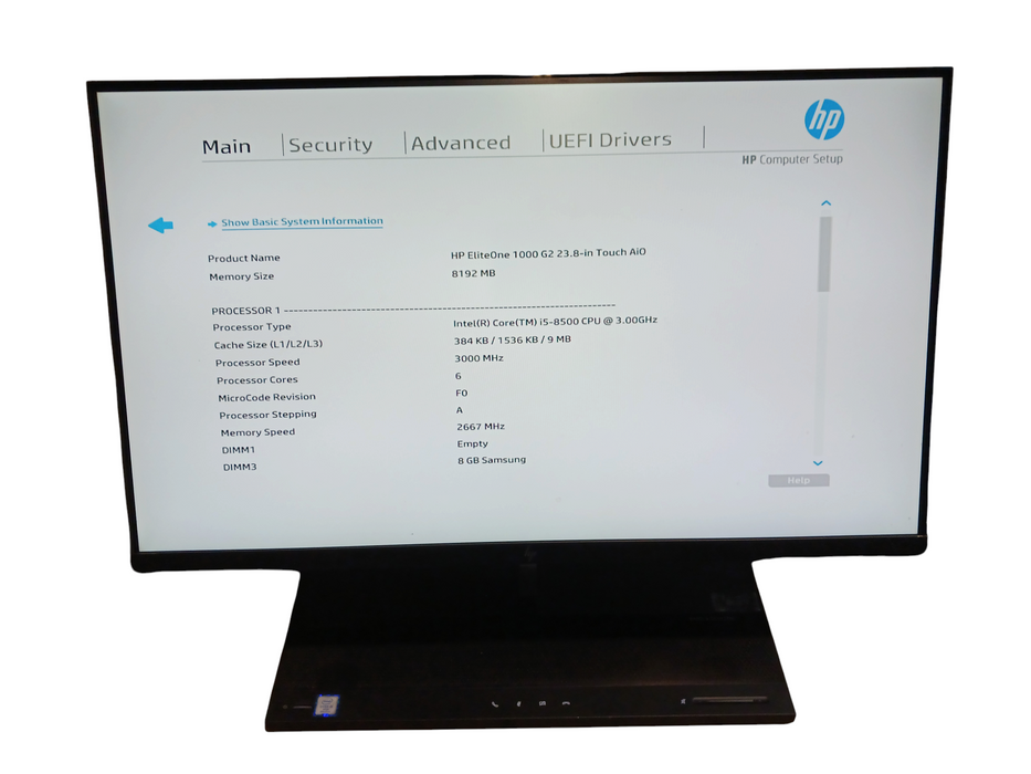 HP EliteOne 1000 G2 27" Intel i5-8500 @ 3.0GHz 8GB RAM AiO No HDD Q