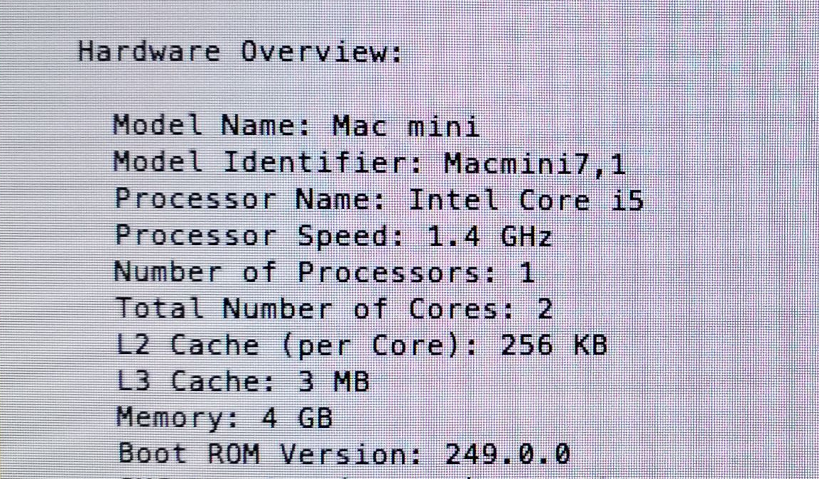 Apple A1347 Mac Mini - Core i5-4260U 2.5hz 4GB RAM 500GB HDD OS X Yosemite