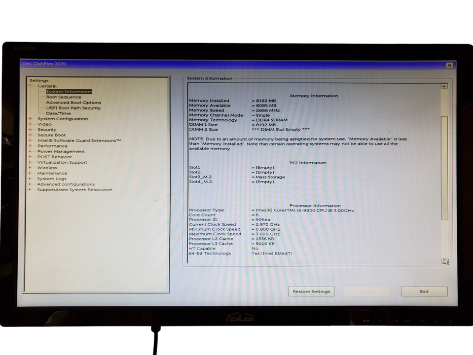 Dell OptiPlex 3070 SFF, Core i5-9500, 8GB DDR4, 256GB SSD Q
