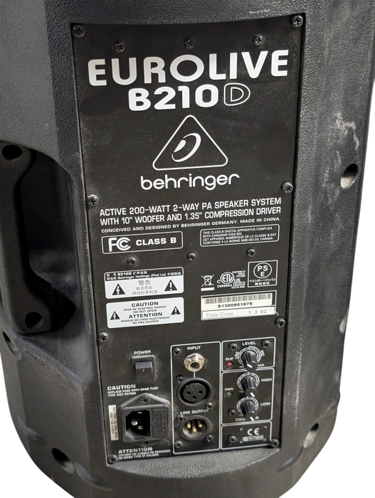 PAIR Behringer EuroLIVE B210D Active 200-WATT 2-WAY Speakers PLEASE READ  -