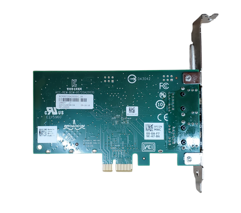 Dell Broadcom 00FCGN Dual Port Ethernet Card