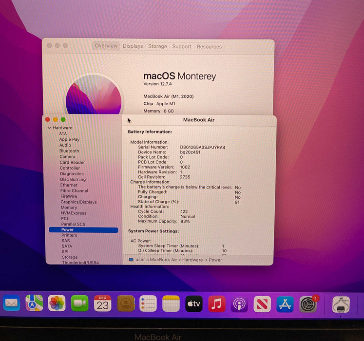Apple MacBook Air M1 2020 8GB RAM 256GB SSD READ